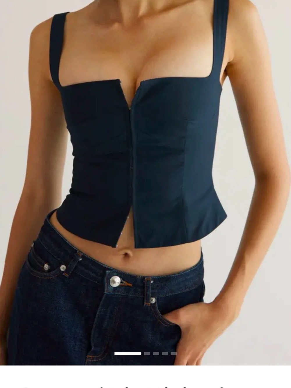 Orseund Iris navy blue Square-Neck clasp-Front Women’s Corset Top